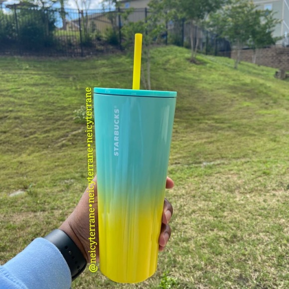 starbucks butter yellow studded tumbler